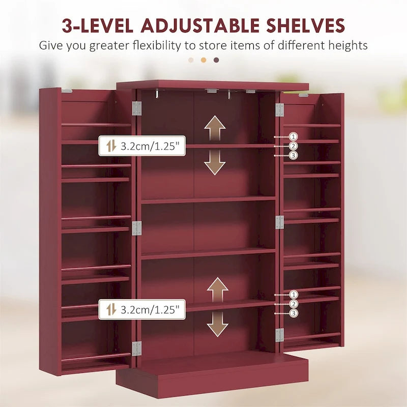 41 5 - tier Pantry Storage Cabinet with 12 Door Shelves , Double Doors
