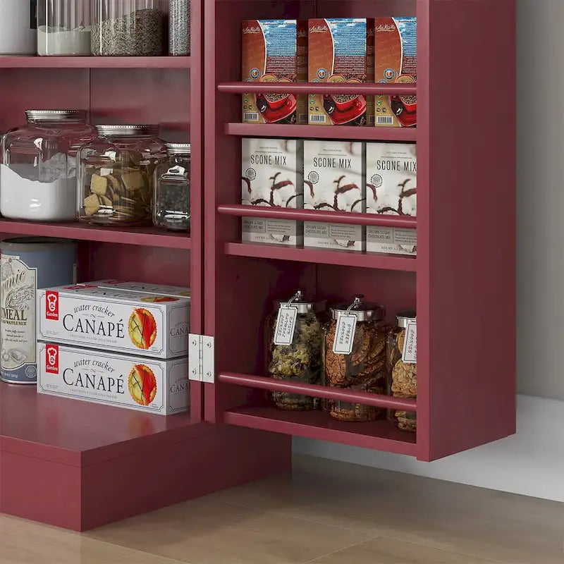 41 5 - tier Pantry Storage Cabinet with 12 Door Shelves , Double Doors