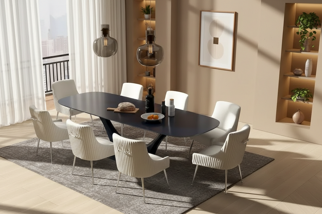 Modern Glam Velvet Dining Chair Set of 8 for Dining Room , Tufted Vanity Chair for Living Room (no table)