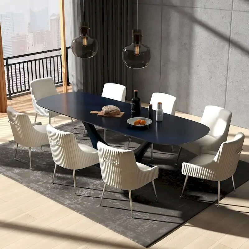Modern Glam Velvet Dining Chair Set of 8 for Dining Room , Tufted Vanity Chair for Living Room (no table)