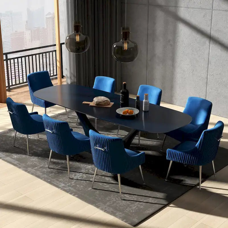 Modern Glam Velvet Dining Chair Set of 8 for Dining Room , Tufted Vanity Chair for Living Room (no table)