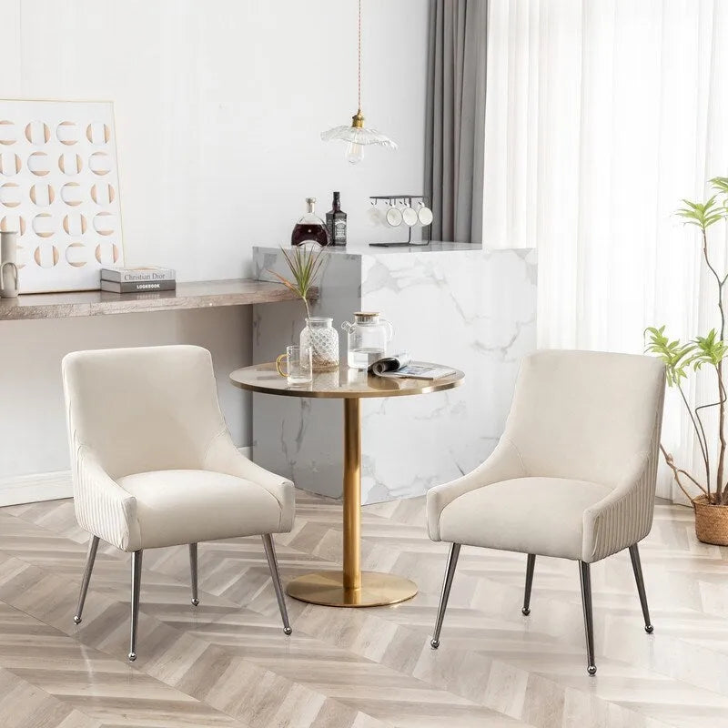 Modern Glam Velvet Dining Chair Set of 8 for Dining Room , Tufted Vanity Chair for Living Room (no table)