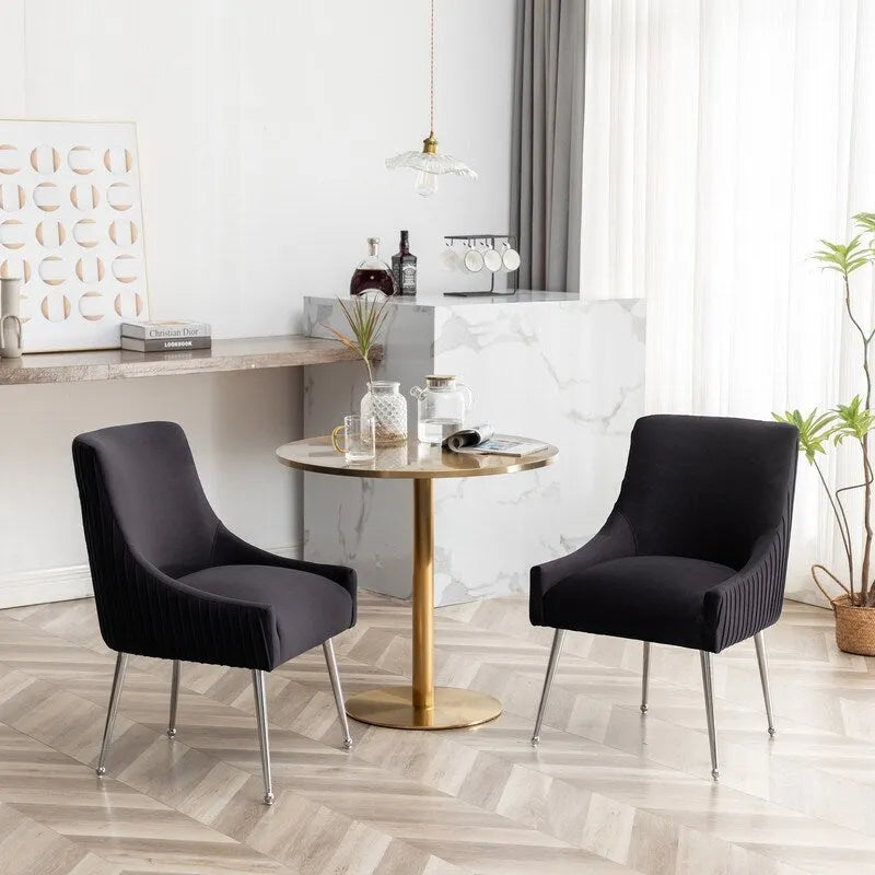 Modern Glam Velvet Dining Chair Set of 8 for Dining Room , Tufted Vanity Chair for Living Room (no table)