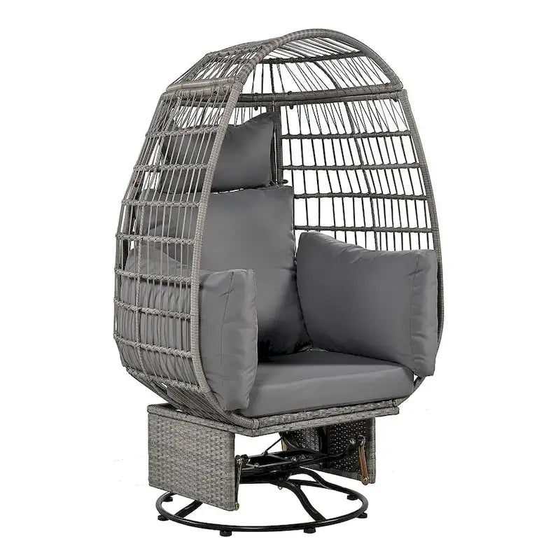 Rattan Swivel Egg Patio Chair with Rocking Function and Cushions