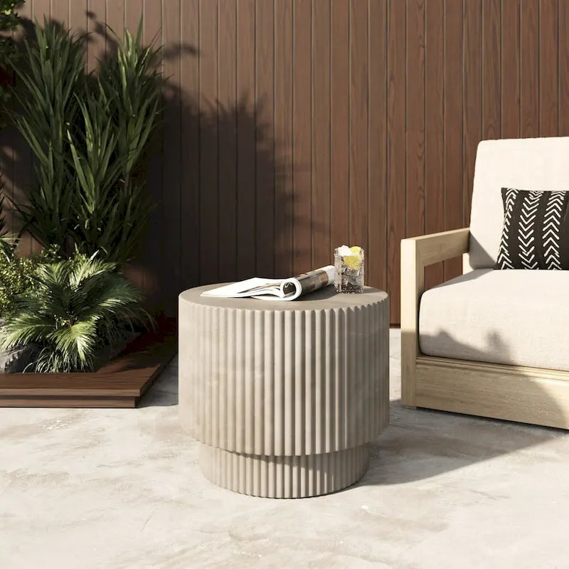 Modern Grey Concrete End Table