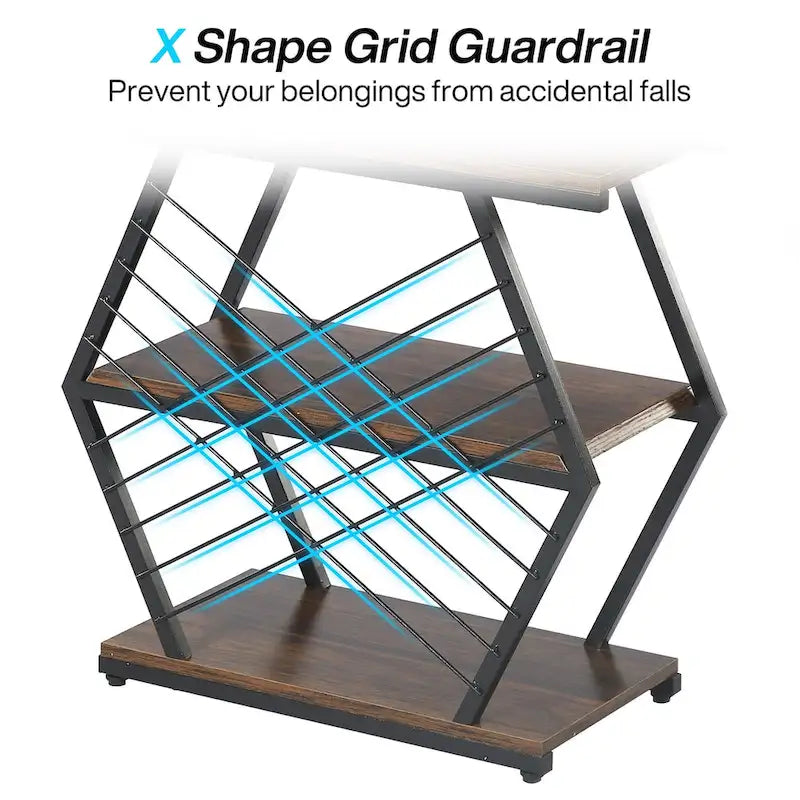 25 End Table 3 - Tier Side Table with Metal Frame for Living Room Couch Side , Nightstands Bedsides Table for Bedroom
