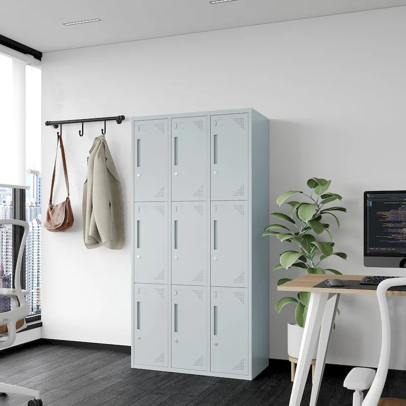 3 Tier 3 - Wide Metal Locker with 9 Doors