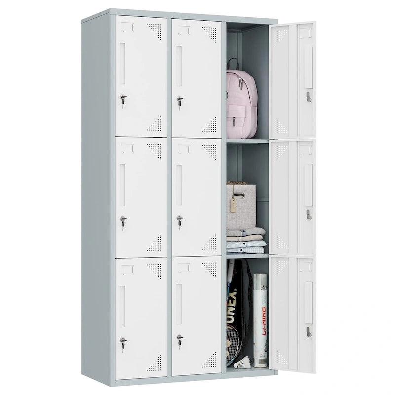 3 Tier 3 - Wide Metal Locker with 9 Doors