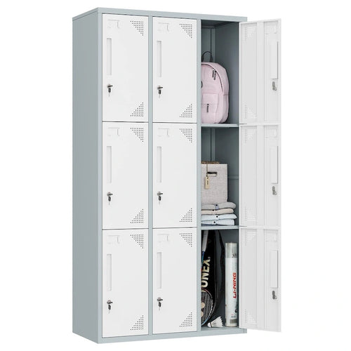 3 Tier 3 - Wide Metal Locker with 9 Doors