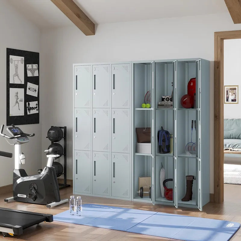 3 Tier 3 - Wide Metal Locker with 9 Doors