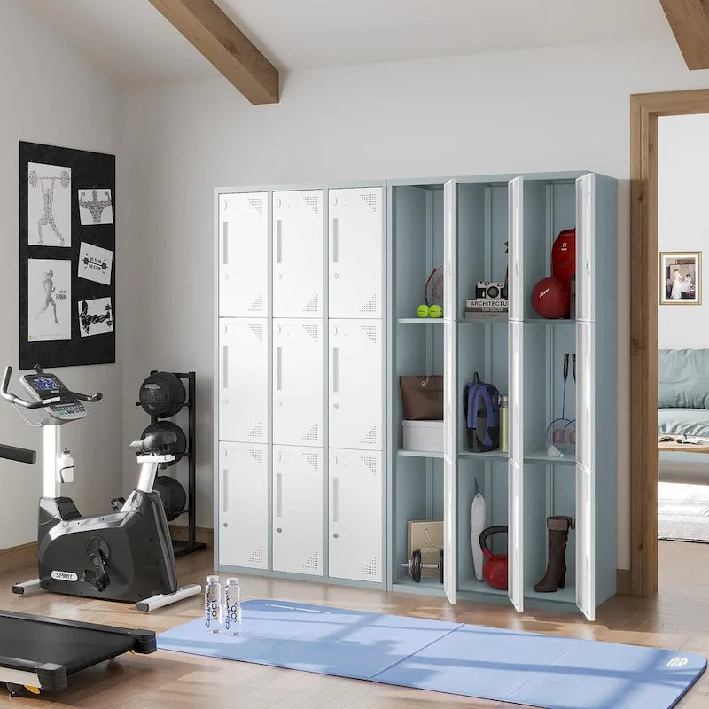 3 Tier 3 - Wide Metal Locker with 9 Doors