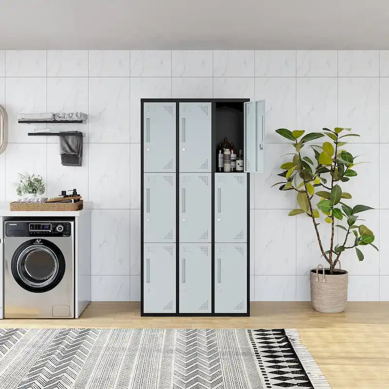 3 Tier 3 - Wide Metal Locker with 9 Doors