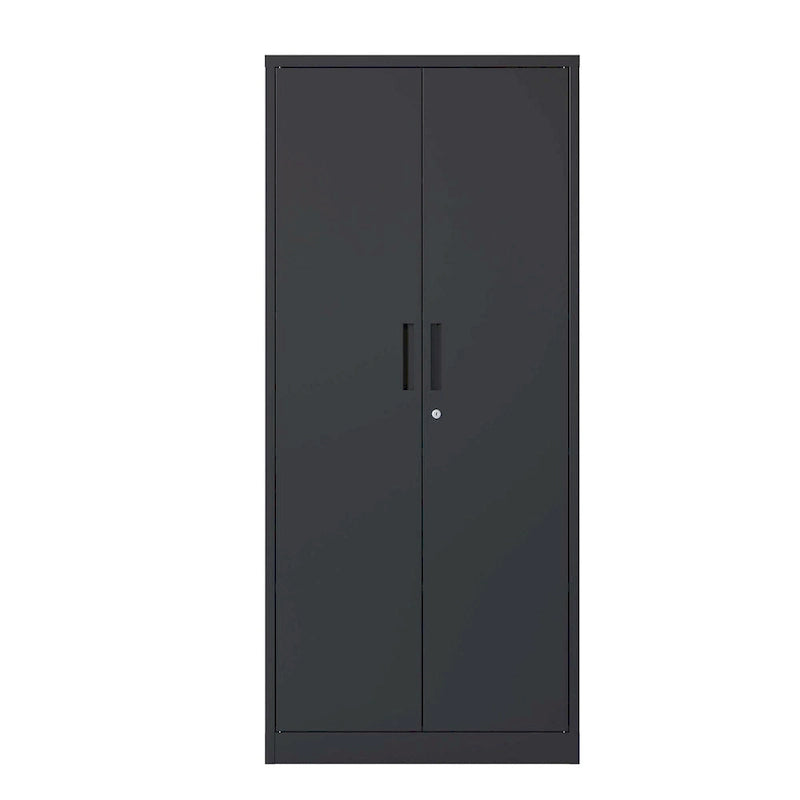 71H Metal Garage Storage Cabinet , Black Tool Steel Locking Cabinet with Doors and 3 Shelves , Tall Cabinets for Garage Storage