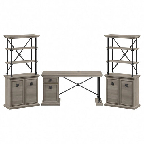 60W Designer Desk with Set of Two Bookcases